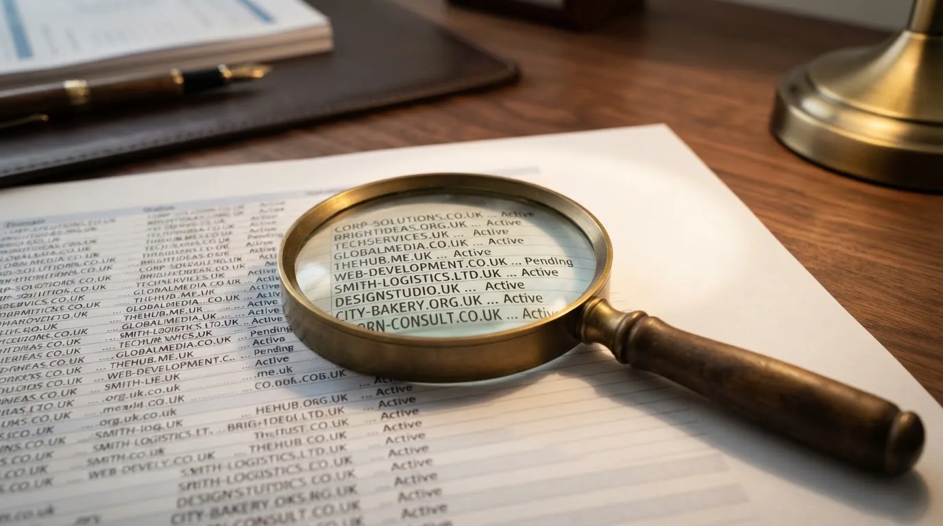 A magnifying glass rests over a printed regulatory certificate on a wooden desk.