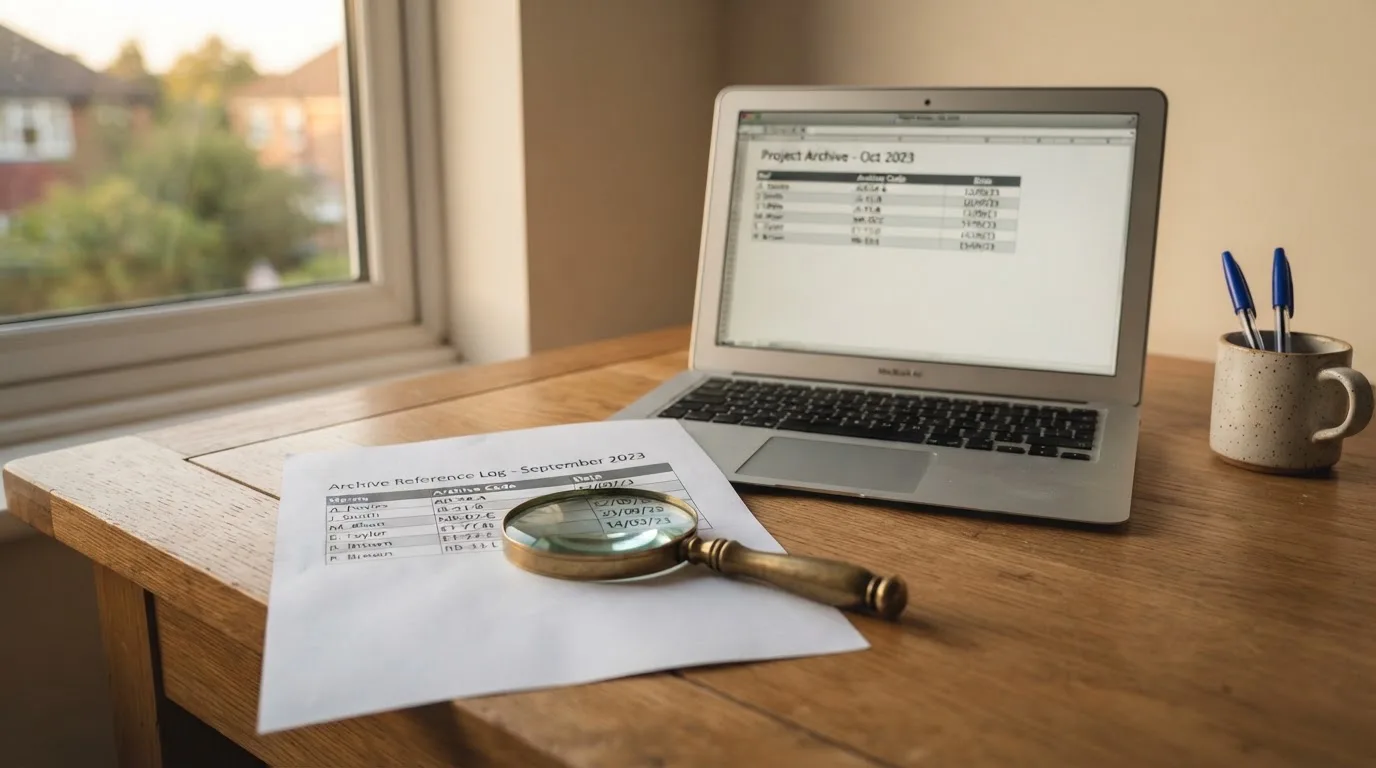 A magnifying glass rests over a printed regulatory certificate on a wooden desk.